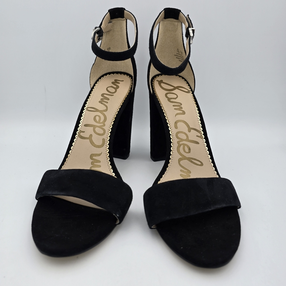 Sam Edelman Yaro Block Heel Ankle Strap Sandals, Black Suede, Women's 11M - Picture 5 of 16